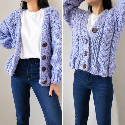 Lavanda Cardigan – Oversized Chunky Cable Knit Pattern