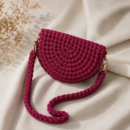 Crochet Half Moon Bag Pattern PDF | Easy Crossbody Purse Tutorial