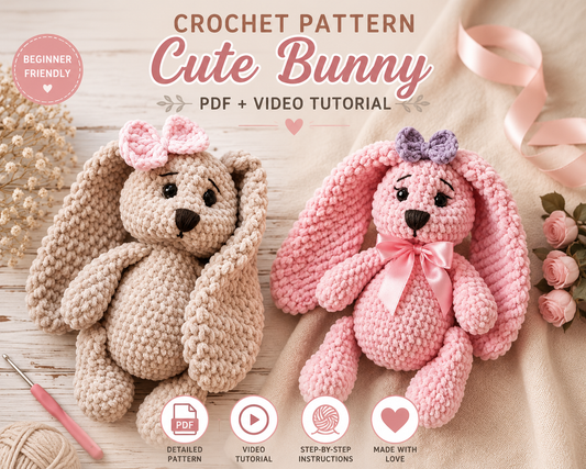 Crochet Bunny Pattern PDF | Soft Plush Amigurumi Bunny Toy